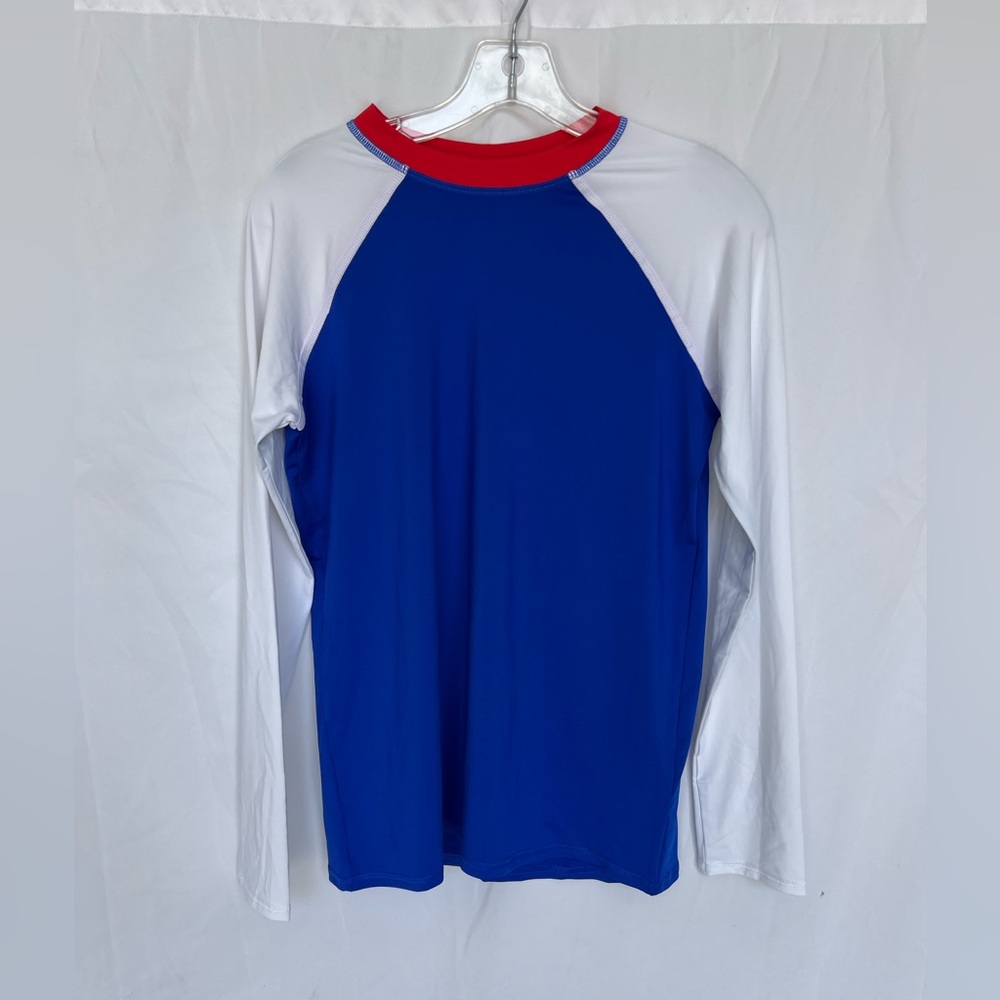 NWOT Lands End Rash Guard Long Sleeve Red White And Blue Boys XL 14-16